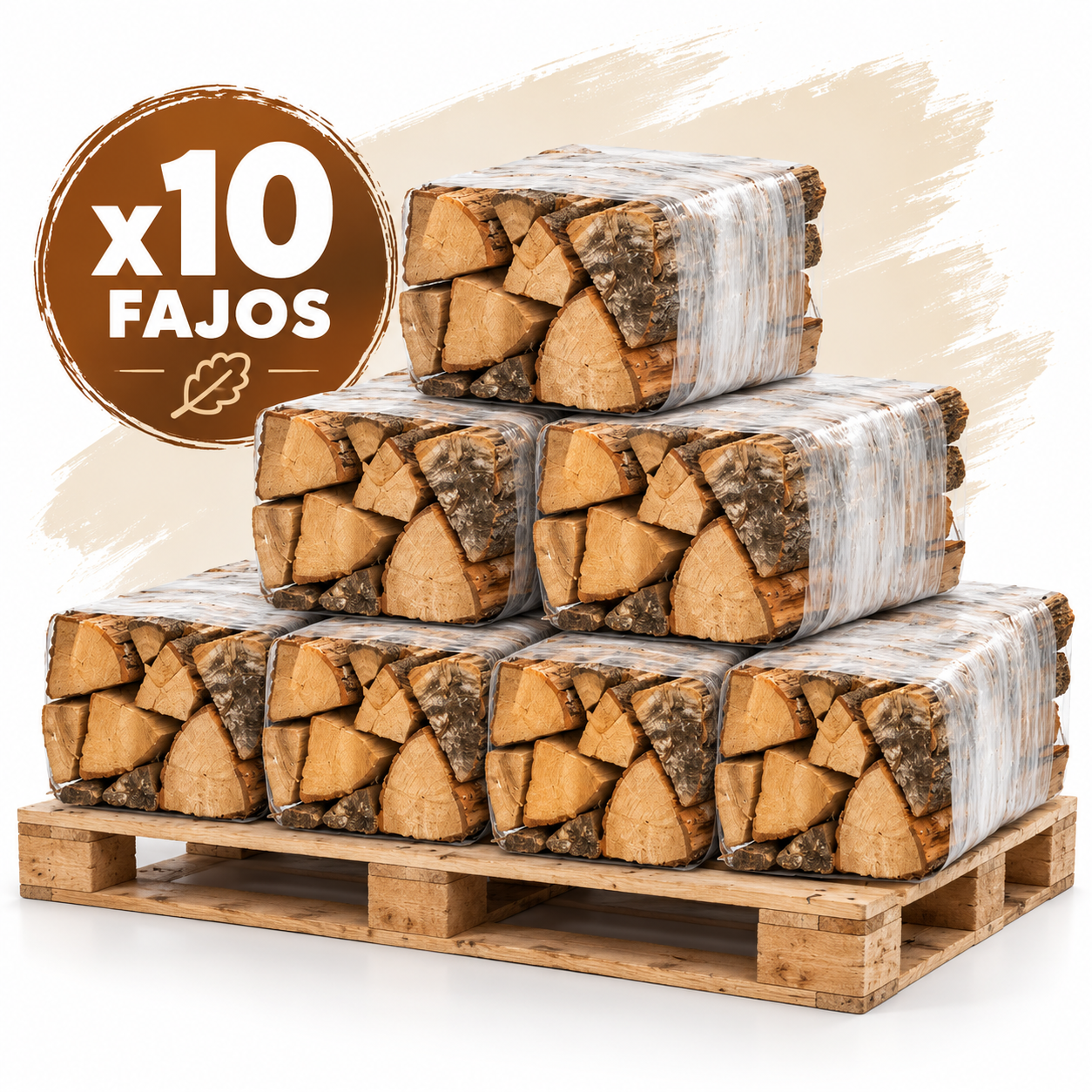 Pack de 10 Fajos de Leña de Roble de 17 L