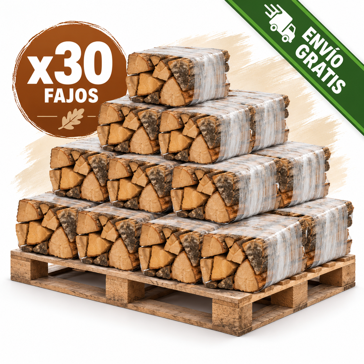 Pack de 30 Fajos de Leña de Roble de 17 L